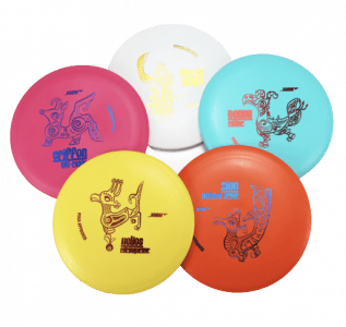 disc-golf-frisbee-yellow-red-blue-white-and-pink-frisbee-ultimate