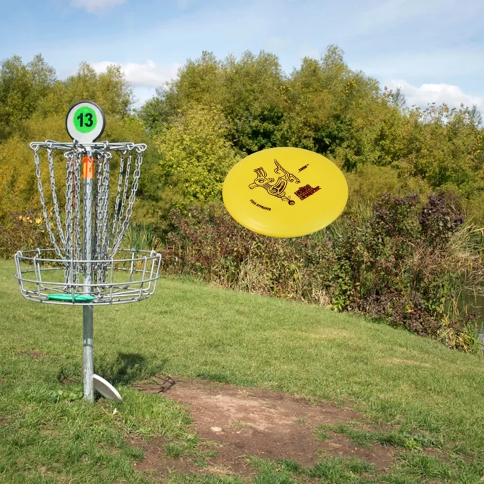 X-COM Disc-Golf - panier de disc-golf et disque jaune - Boutique Frisbee-Ultimate