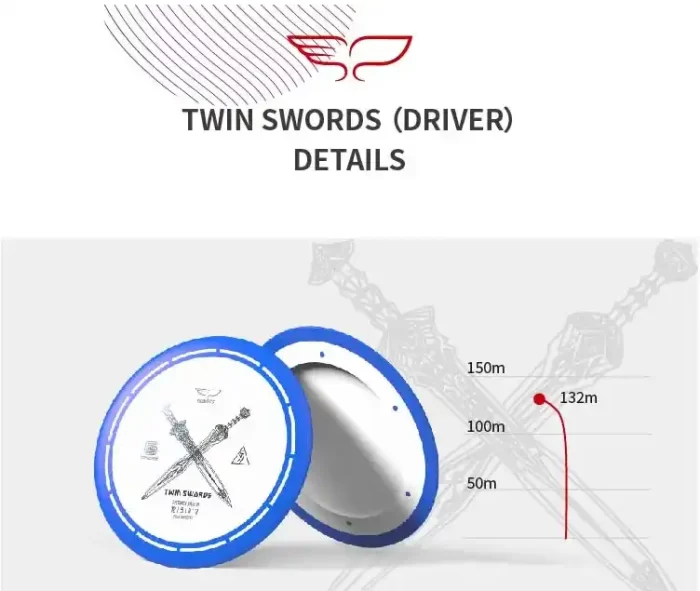 Frisbee Yikun Disc-Golf Distance Driver TWIN SWORDS gamme Turtoise Line - Détails